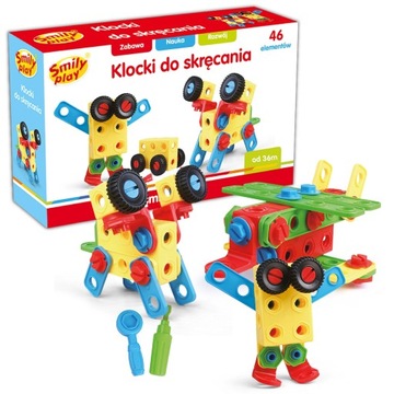 KLOCKI KONSTRUKCYJNE DO SKRĘCANIA 46 EL SMILY PLAY