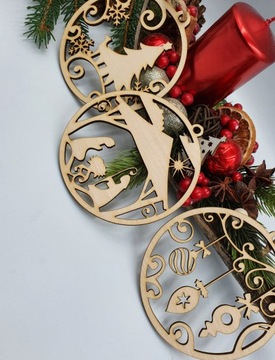 Деревянная безделушка. Набор из 3 шт. Рождественское украшение.