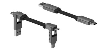 KABEL DO ŁADOWANIA 4W1 SZARY DO TRANSFERU DANYCH PODRÓŻNICZY USB