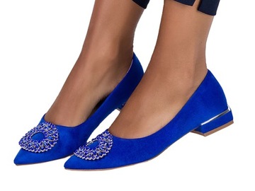 BALERINY DAMSKIE BUTY Z OZDOBĄ SKÓRZANA WKŁADKA OZDOBNY OBCAS SZPIC r 38