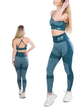 Komplet sportowy damski legginsy top fitness S M L