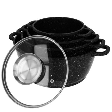 НАБОР ГОРШКОВ С МРАМОРНЫМ ПОКРЫТИЕМ, 8 шт.