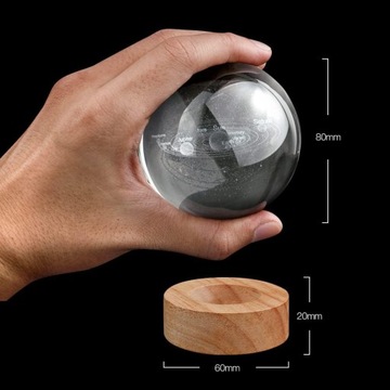 СВЕТОДИОДНАЯ ХРУСТАЛЬНАЯ НОЧНАЯ ЛАМПА СОЛНЕЧНАЯ СИСТЕМА 3D ШАРОВОЕ ОСВЕЩЕНИЕ 16 ЦВЕТОВ