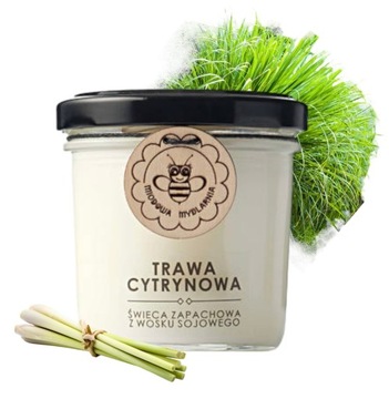 MIODOWA MYDLARNIA Świeca sojowa TRAWA CYTRYNOWA