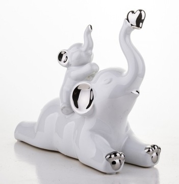 Фигурка слон Семья слонов белый серебристый маленький большой