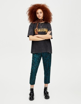 PULL & BEAR ZIELONE SPODNIE 7/8 PRINT ZWIERZĘCY (25)