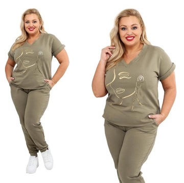 PREMIUM KOMPLET DRESOWY DRES PLUS SIZE BAWEŁNA KOLORY KRÓTKI RĘKAW 2XL