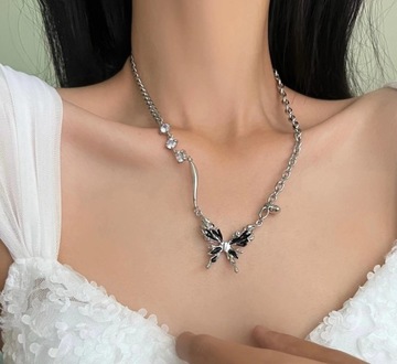 Серьги с лесными бабочками, колье из кристаллов черной бабочки