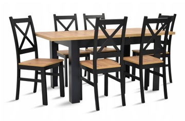 Stół rozkładany 80x120/160 dąb craft 6 krzeseł Komplet do jadalni