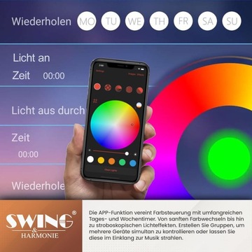 SWING & HARMONIE LUKSUSOWY PARASOL Ø350 LED Z OŚWIETLENIEM RGB TURKUSOWY