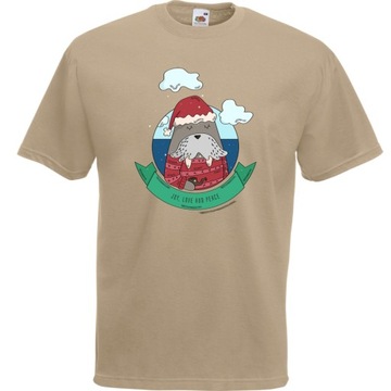 Koszulka świąteczna joy love peace XXL khaki