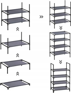 ПОЛКА ДЛЯ ОБУВИ 10 ПОЛОК, ШКАФ СКЛАДНОЙ, ВАРИАНТЫ СБОРКИ 173 см ЧЕРНЫЙ