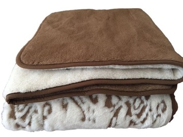 KOŁDRA WEŁNIANA CAMEL CIEMNY + J. ARUBA Z WEŁNY WIELBŁADZIEJ CAMEL 160x200