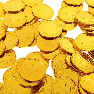 ПЛАСТИКОВЫЕ МОНЕТЫ ЗОЛОТЫЕ МОНЕТЫ 3-ЛИСТОЧНЫЙ ШОКОЛАД