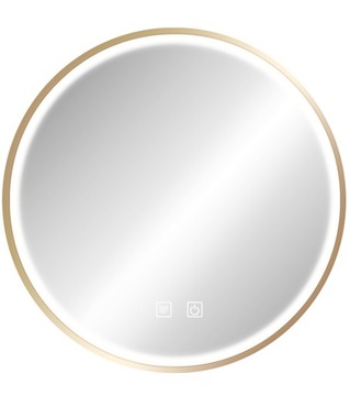 ЗЕРКАЛО ДЛЯ ВАННОЙ В ЗОЛОТОЙ РАМКЕ СВЕТОДИОДНЫЙ СВЕТИЛЬНИК КРУГЛЫЙ 60см