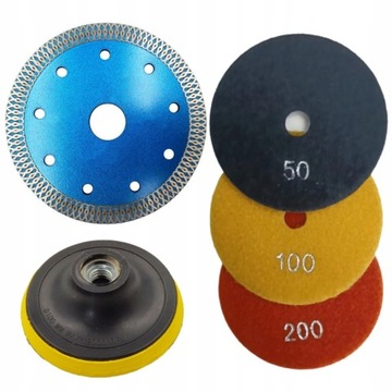 TARCZA DO CIĘCIA 125MM I SZLIFOWANIA GRESU PŁYTEK 50# 100# 200# ZESTAW