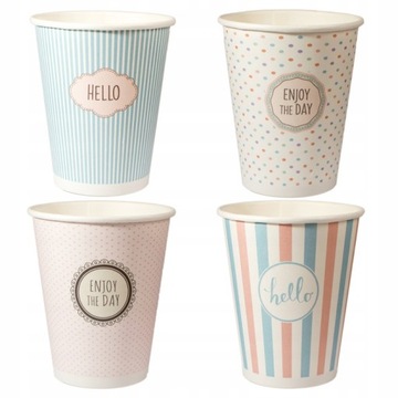 ОДНОРАЗОВЫЕ БУМАЖНЫЕ Стаканчики ДЛЯ КОФЕ И ГОРЯЧИХ НАПИТКОВ 250мл - ПАСТЕЛИ
