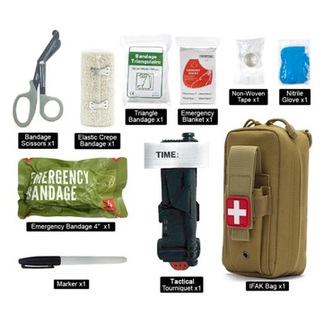 10pcs IFAK Tactical Molle Pouch Survival First Aid Kit for Emergency