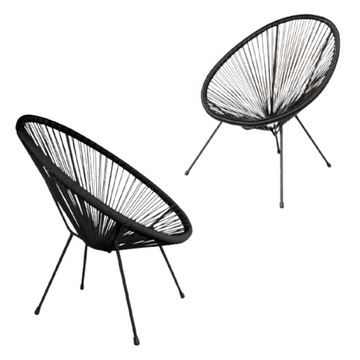 Zestaw 2x Fotel ACAPULCO czarny 72x79x85 cm