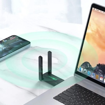 WIFI USB-АДАПТЕР СЕТЕВАЯ КАРТА 2x ДВУХДИАПАЗОННАЯ АНТЕННА 5 ГГц 2,4 ГГц 1200 МБ/с