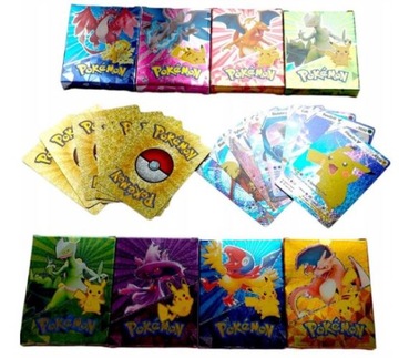 Karty Pokemon Brokatowe Pikachu Saszetka 10 Sztuk Na Prezent Duże HP Moce