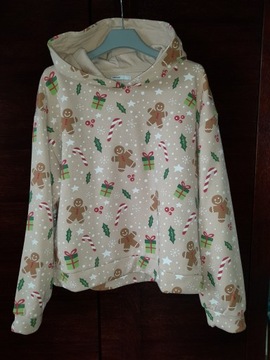 Bluza bluzka damska świąteczna hoodie plastuś gwiazdki święta XL + reserved