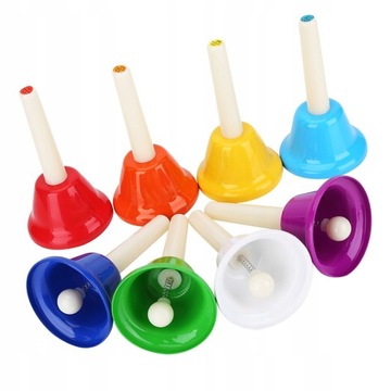 8-Uwaga Kolorowe Metalowe Ręczne Dzwonki Zestaw