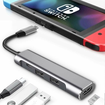 ХАБ USB-C -> HDMI 2xUSB 3.0 PD THUNDERBOLT MacBook M1 АДАПТЕР СТАНЦИЯ 4в1
