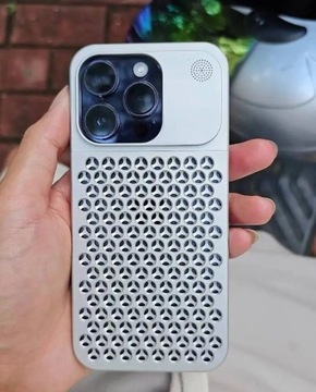 Серебристый алюминиевый чехол для iPhone 14 Pro Max CASE ОХЛАЖДАЮЩИЙ аромат с ароматом