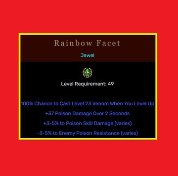 D2R Diablo 2 Resurrected Nowy Ladder Jewel Poison Facet