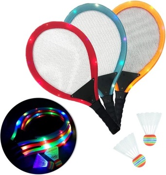 НАБОР РАКЕТОК СО СВЕТЯЩИМСЯ КОЛЬЦОМ + 2 СТАВНИ ДЛЯ БАДМИНТОНА 57 см