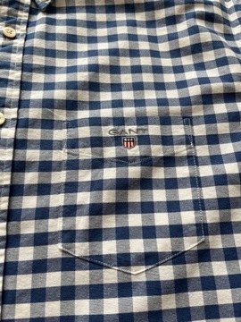 GANT THE OXFORD GINGHAM REGULAR FIT MĘSKA KOSZULA KRÓTKI RĘKAW R. XL 43/44