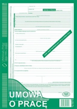 Umowa o pracę A4 500-1N oryginał + kopia