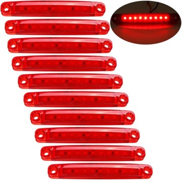 10 szt. LAMPA OBRYSOWA 9 LED 12V 24V CZERWONA