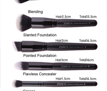 ZOREYA Набор кистей для макияжа черного цвета, 7/15 шт., для глаз S