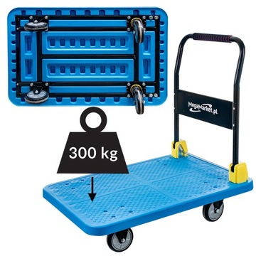 Wózek transportowy magazynowy platformowy 300 KG ręczny składany Mega-M