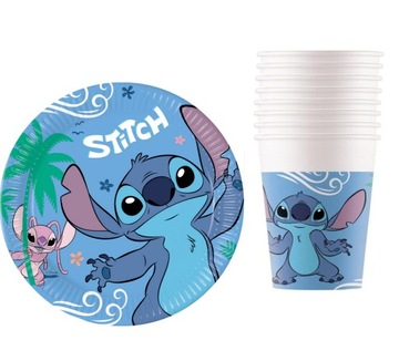 ZESTAW URODZINOWY Talerzyki Kubeczki BAJKA LILO I STITCH DZIECI 16el