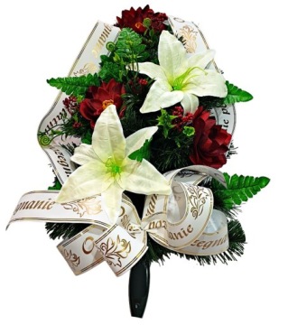 БУЧОК ДЛЯ ПОХОРОННЫХ ЦВЕТОВ НА МОГИЛУ, СОСТАВ БУКЕТА