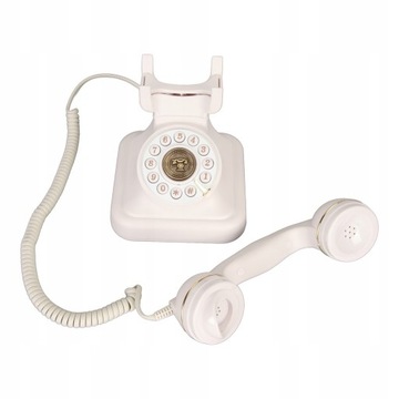 СТАРЫЙ РЕТРО СТАЦИОНАРНЫЙ ТЕЛЕФОН ОРНАМЕНТ БЕЛЫЙ
