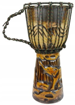 BĘBENEK, BĘBEN DJEMBE WYS. 40cm RZEŹBIONY SŁOŃ