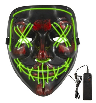 MASKA NA HALLOWEEN LED PURGE Zielona
