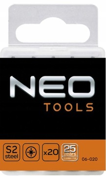 NEO 06-020 НАСАДКИ ДЛЯ ОТВЕРТКИ PZ2 X 25 ММ, 20 ШТ.