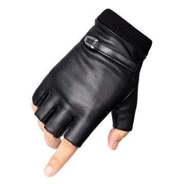 Rękawiczki Czarne skórzane mitenki punk SAMOCHODOWE Męskie Skóra bez palców