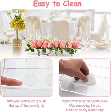 Прозрачная акриловая прямоугольная ваза для цветов, 50 см.