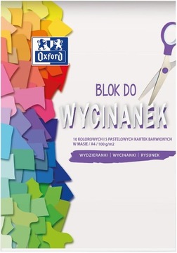 Wycinanka kolorowaA4 100g. 15 arkuszy Oxford