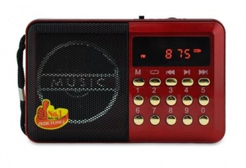 Мини-цифровое FM/MP3-радио с USB-аккумулятором, красное