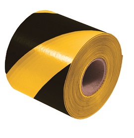 Taśma ostrzegawcza czarno -żółta 75mm/100m