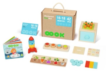 Montessori box XXL 6v1 42ks pro děti od 16 měsíců Naučné Motorické