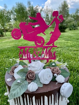 Topper Motor для свадебной молодой пары с велосипедной 30 см. Украшение свадебного торта