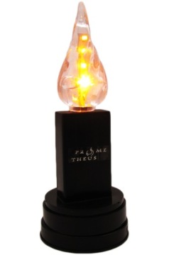 Современная металлическая свеча из стали с надписью ПОМНИМ + 2 вставки живого пламени